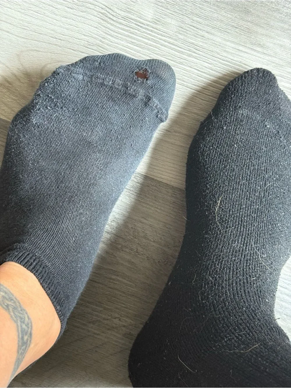 Mismatched Adidas Plain Black Socks Gym Workout Used Hiking Athleisure